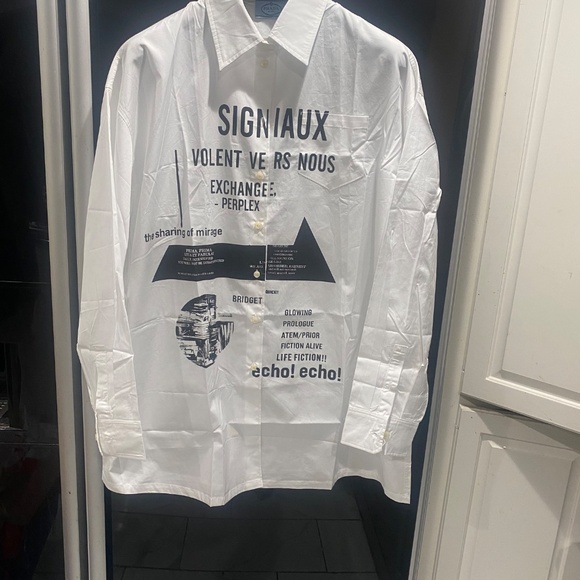 Prada Vintage SIGNAUX Shirt Sz L - Picture 9 of 12